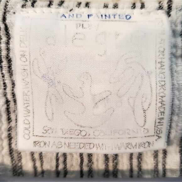 Alegre Hand Painted Fish Nautical Cape Stripe Artsy Cropped Top Size‎ Medium - Picture 9 of 9